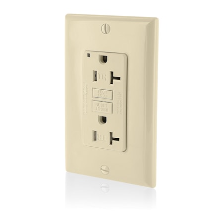 Leviton GFCI Receptacle, 20A, 125Vac, 5-20R, Ivory GFTR2-I